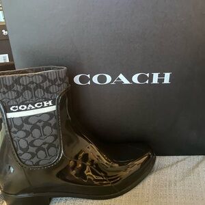Coach Rivington Rubber Black Boots